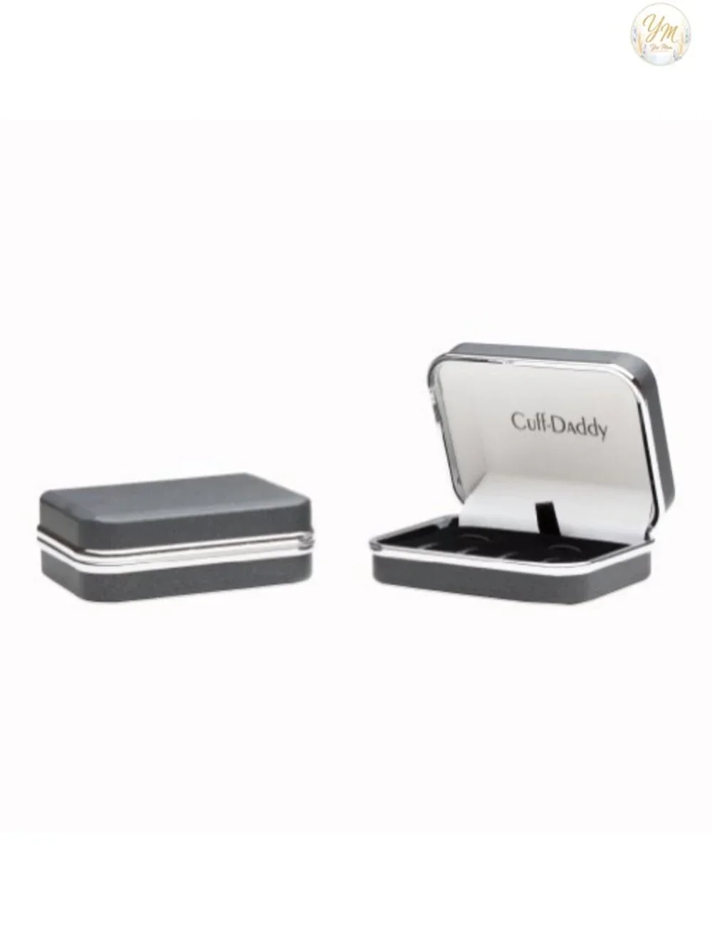 Black Onyx Crystal Silver Cufflinks & Studs Formal Set with Box
